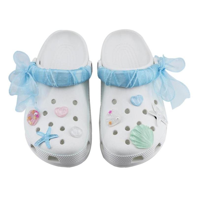 Crocs Classic clog Pearl Shell SDS EVA Ocean Style Strappy Cartoon Home Casual Beach Hole Shoes Unisex White