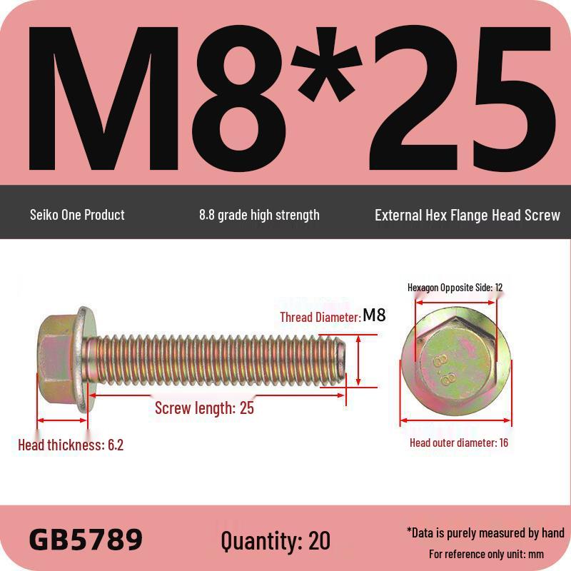 Verzinkter Sechskantflanschschraube mit Scheibe, Güte 8.8, M5-M12