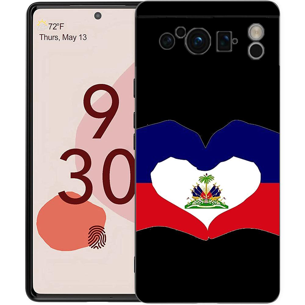 

Luxury Phone Case For Google Pixel 10 9 8 9A 8A 7 7A 6 Pro XL 6A 5G Black Soft Back TPU Cover shipping Haiti Flag Pixel 8