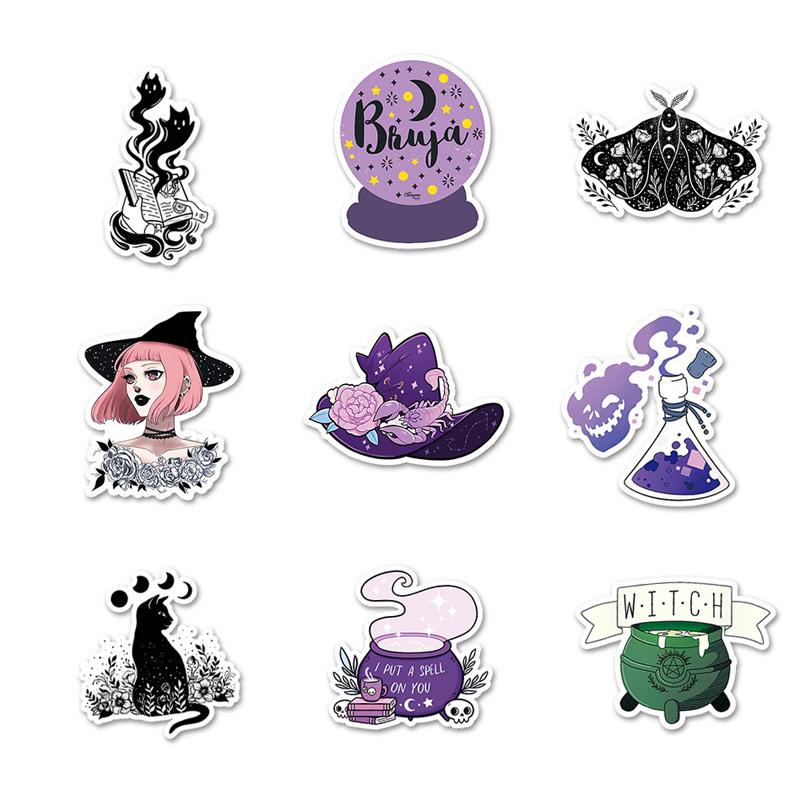 Naklejki na deskorolkę 50 szt. Naklejki czarownicy Magic Naklejki na deskorolkę Naklejki na sporty ekstremalne Etui na kółkach Kubek na gitarę Notatnik Naklejki na trendy