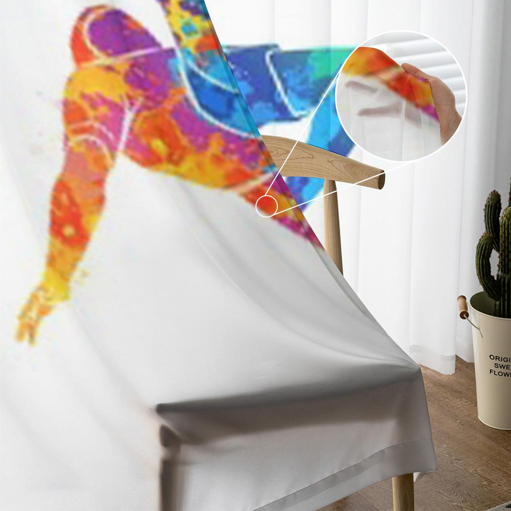 Ball Fußballspieler Tüll Gardinen für Wohnzimmer Dekoration Vorhang für das Zimmer Schlafzimmer Küche Voile Organza Vorhänge