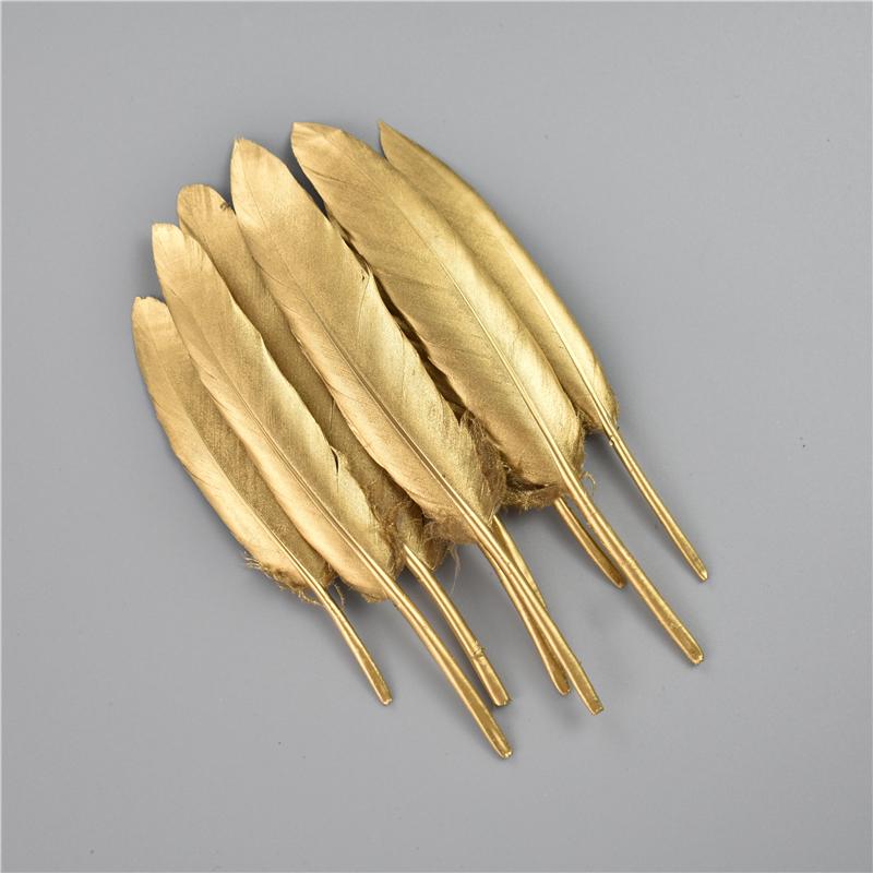 10-15cm/4-6inch Golden Powder Dipped Duck Feathers for Crafts Natural Feather Handicraft Accessories Diy Decoration