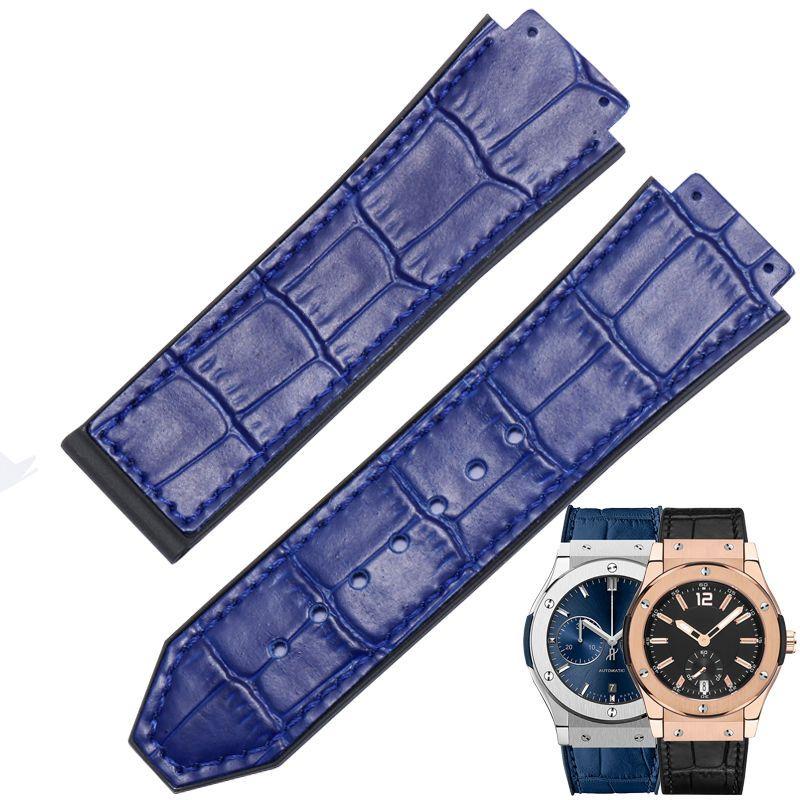 

Ремінець для HUBLOT BIG BANG 25*19мм Натуральна шкіра Водонепроникний Чоловічий Ремінець для годинника Ланцюжок Годинниковий Гумовий Браслет Наручний браслет 25-19mm синій