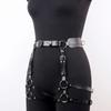 Women PU Leather Waist Garter Harness - Adjustable Multi-Strap Ring Design Belt for Punk Grunge Outfits