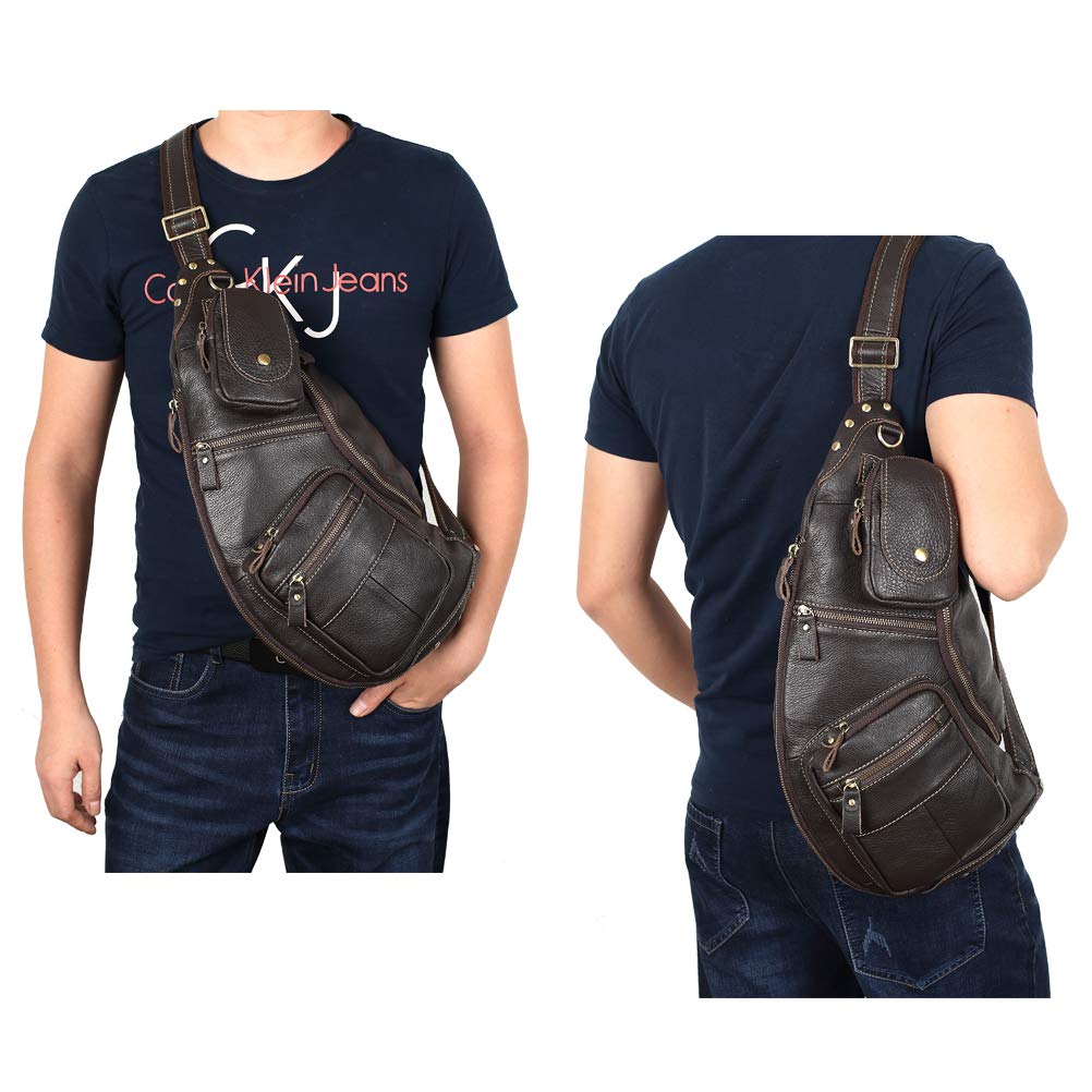 Meigardass Genuine Leather Crossbody Bag for Large Expandable Cowhide iPad and Folding Umbrella Storage Men, Capacity, Gusset, One-Shoulder Bag,