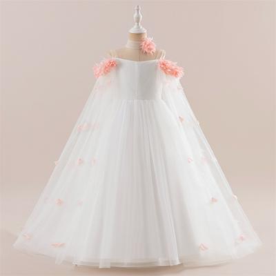 Flower Girl Princess Dress For Weddings Summer Kid Formal Bow Long Gown For School Evening Party Children New Year Cloth LP-512
