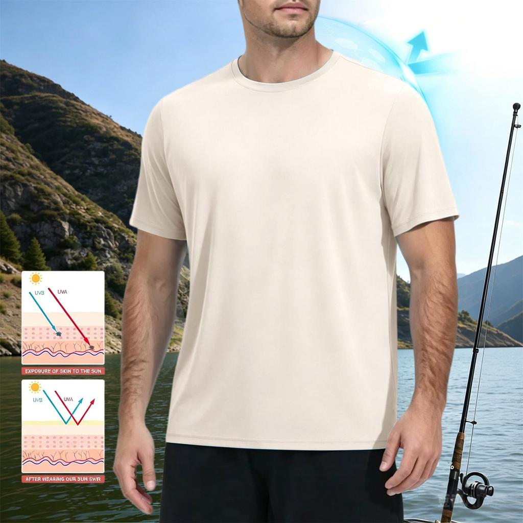 Men's Summer Quick Dry Short Sleeve T Shirt Lightweight Athletic Fitness Top for Outdoor Sports Hiking Running Gym