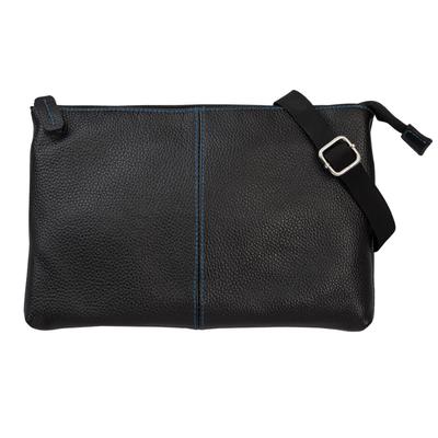 Diablo Small Sacoche Shoulder Genuine Mini Bag X Men's Bag, Leather, Lightweight, 3-Way Use, [KA-2506] (Black Blue)