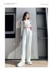 Women's High Waist Wide Leg White Suit Pants - Spring/Autumn Thin Style, Straight Loose Fit with Elegant Drape, Trendy and Versatile.