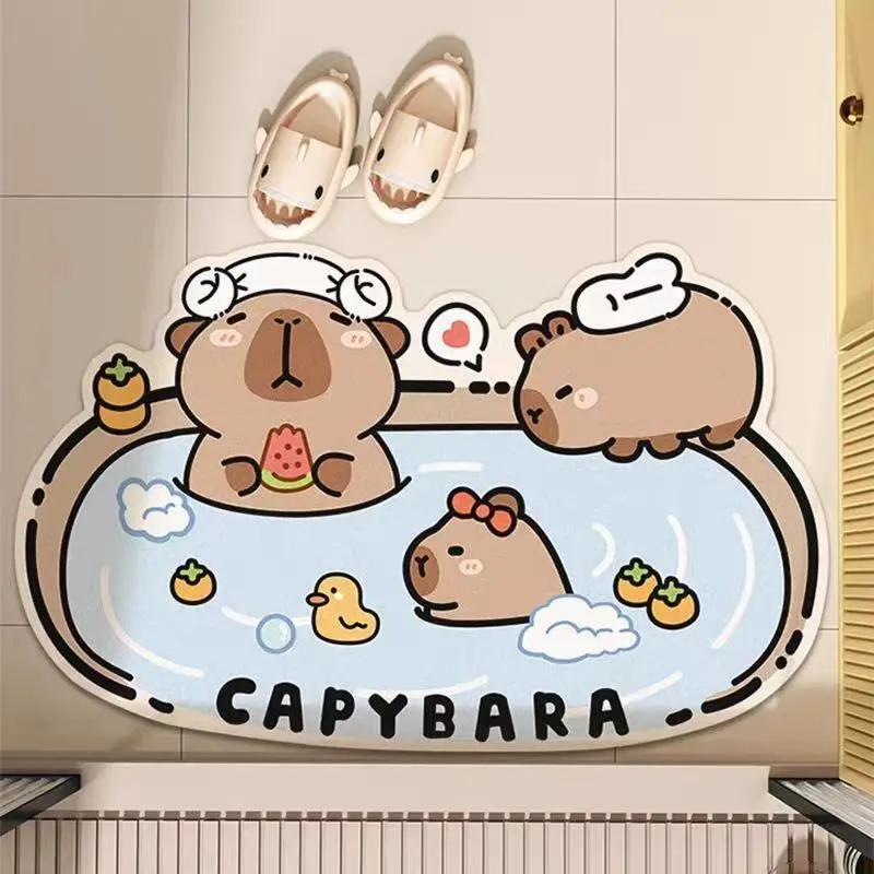 VIKAMA Cartoon Capybara Bathroom Mat Non-Slip, Wear-Resistant Home Decor Bathroom Mat Home Decoration