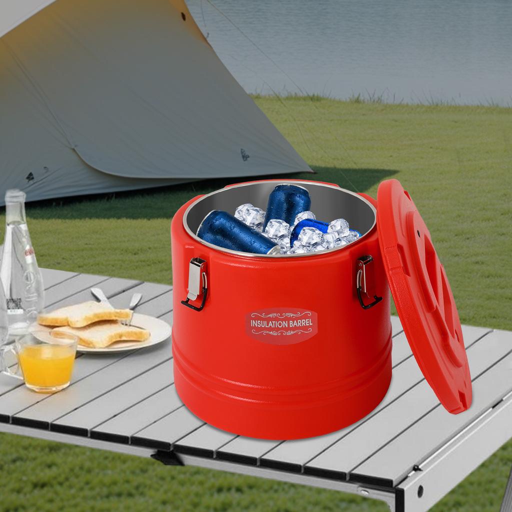 30L Capacity Commercial-Grade Insulated Soup & Food Storage Bucket, Red Hot Cold Temperature Retention Pail, 31.7 Qt Container