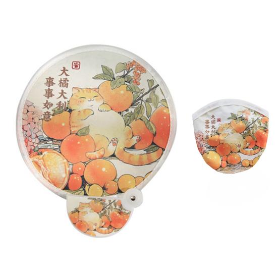 

Складной веер с отражателем в виде мультяшного узора, портативный легкий складной веер с рисунком рыбы, оранжевой панды, ручной веер A