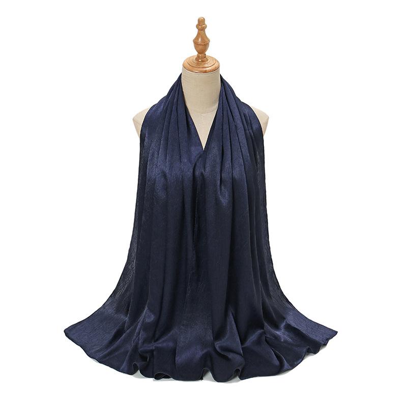 New Satin Silky Simulation Silk Long Scarf Shawl Pleated Solid Color Women's Long Scarf Headscarf