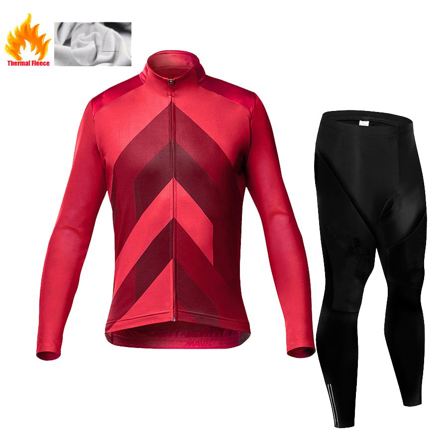 2025 Pro Warm Winter Thermal Fleece Cycling Jersey Sets Men Outdoor Riding MTB Ropa Ciclismo Bib Pants Set Cycling Clothing