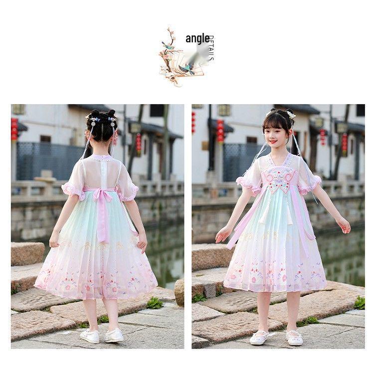 Autumn 2026 Stylish Girls' Hanfu Princess Dress - Ancient Style Children’s Skirt