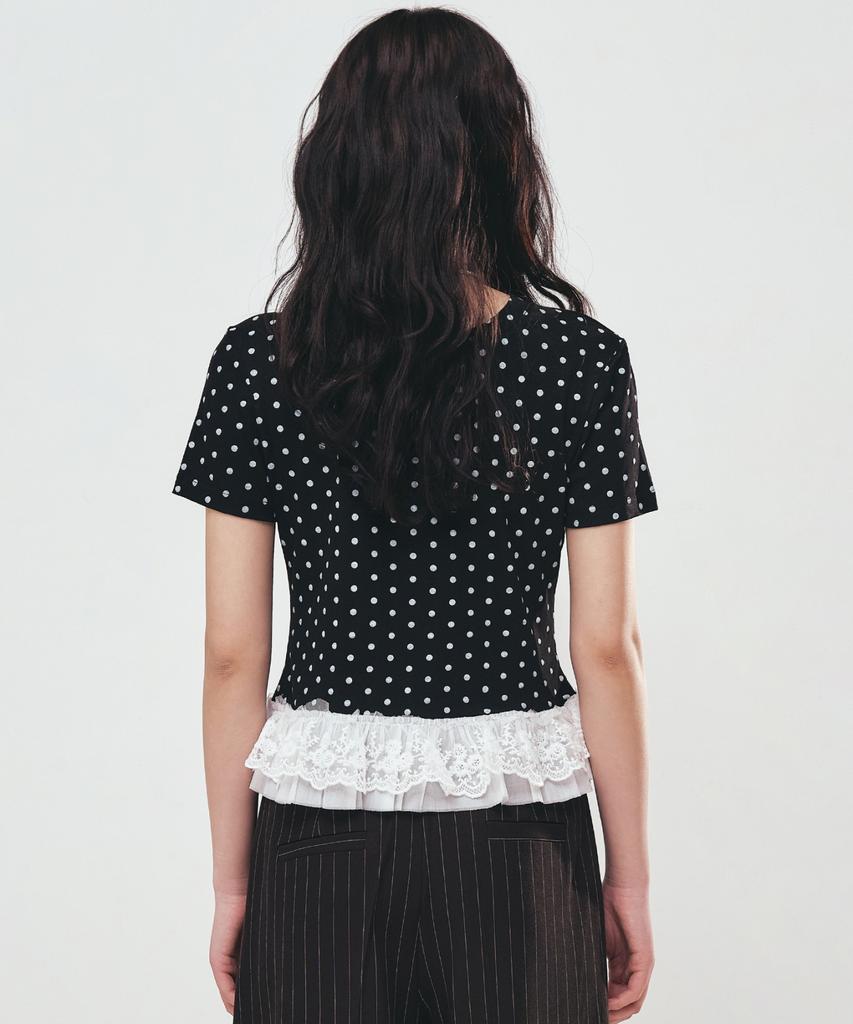 Nigaennikol Dots Lace Half Top_Black