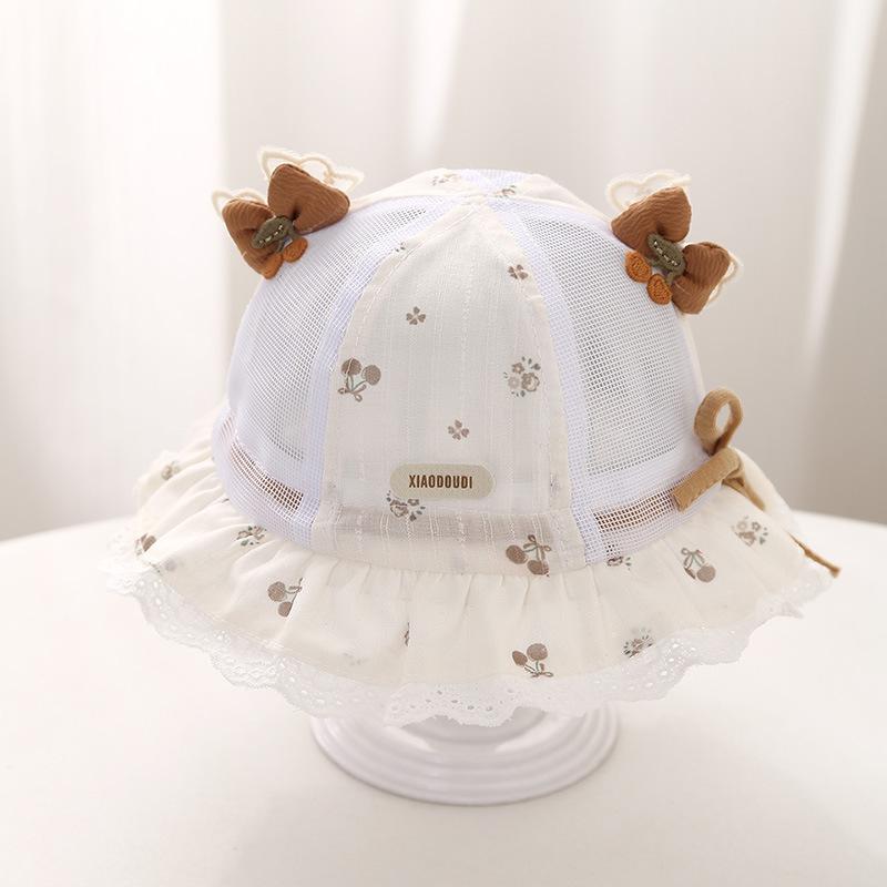 Baby Girl Summer Sun Hat With Lace Bow Adjustable Mesh Breathable Princess Visor Cap For Toddler Outdoor Protection