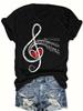 Womens Casual Crew Neck TShirt with Heart Print and Music Note Design Printed Short Sleeve Tee Summer Women Casual Clothing