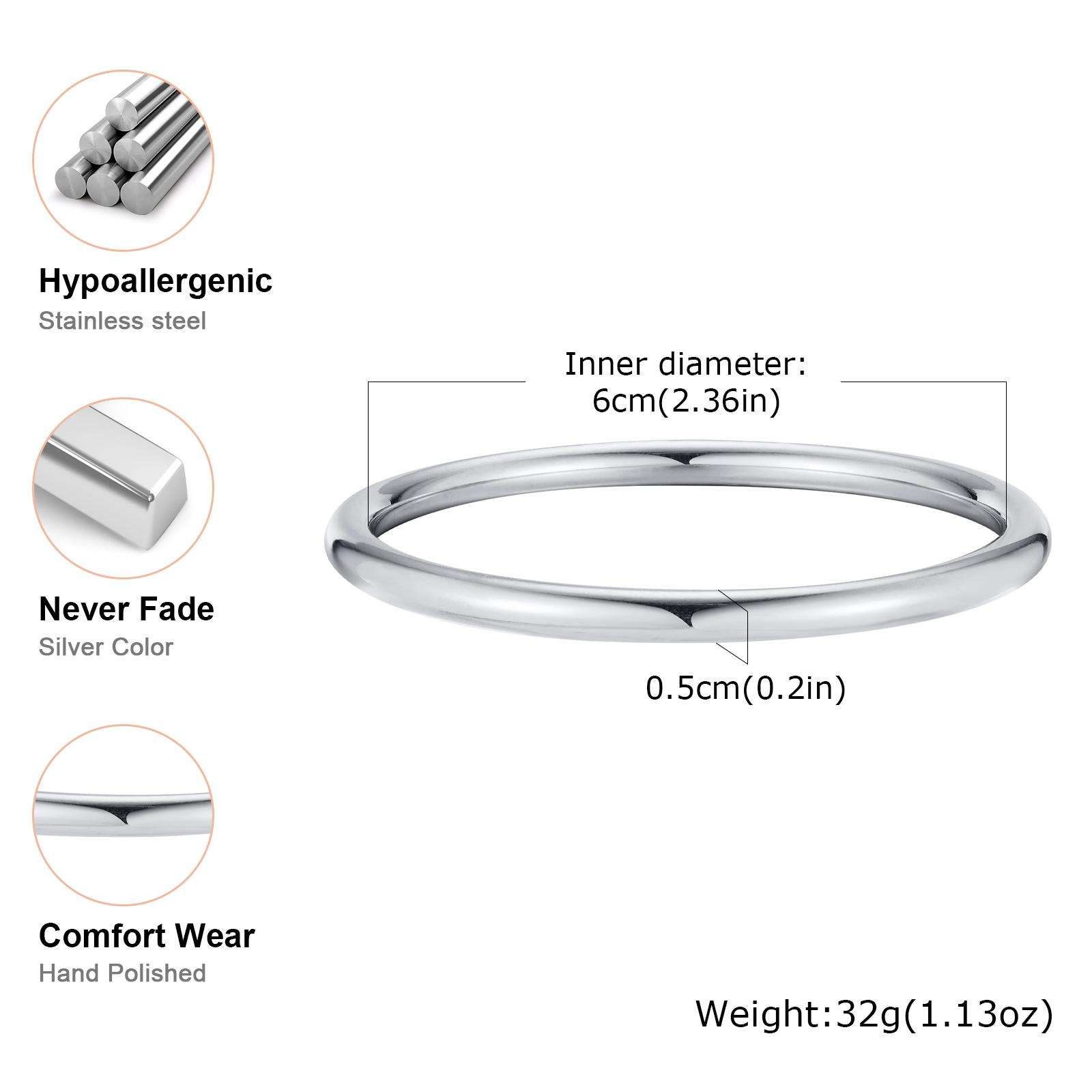 

Stainless Steel Polished Cuff Bracelet for Women Silver Gold Color Wristband Plain Slip Bangle Stackable Bracelets Chic Jewelry