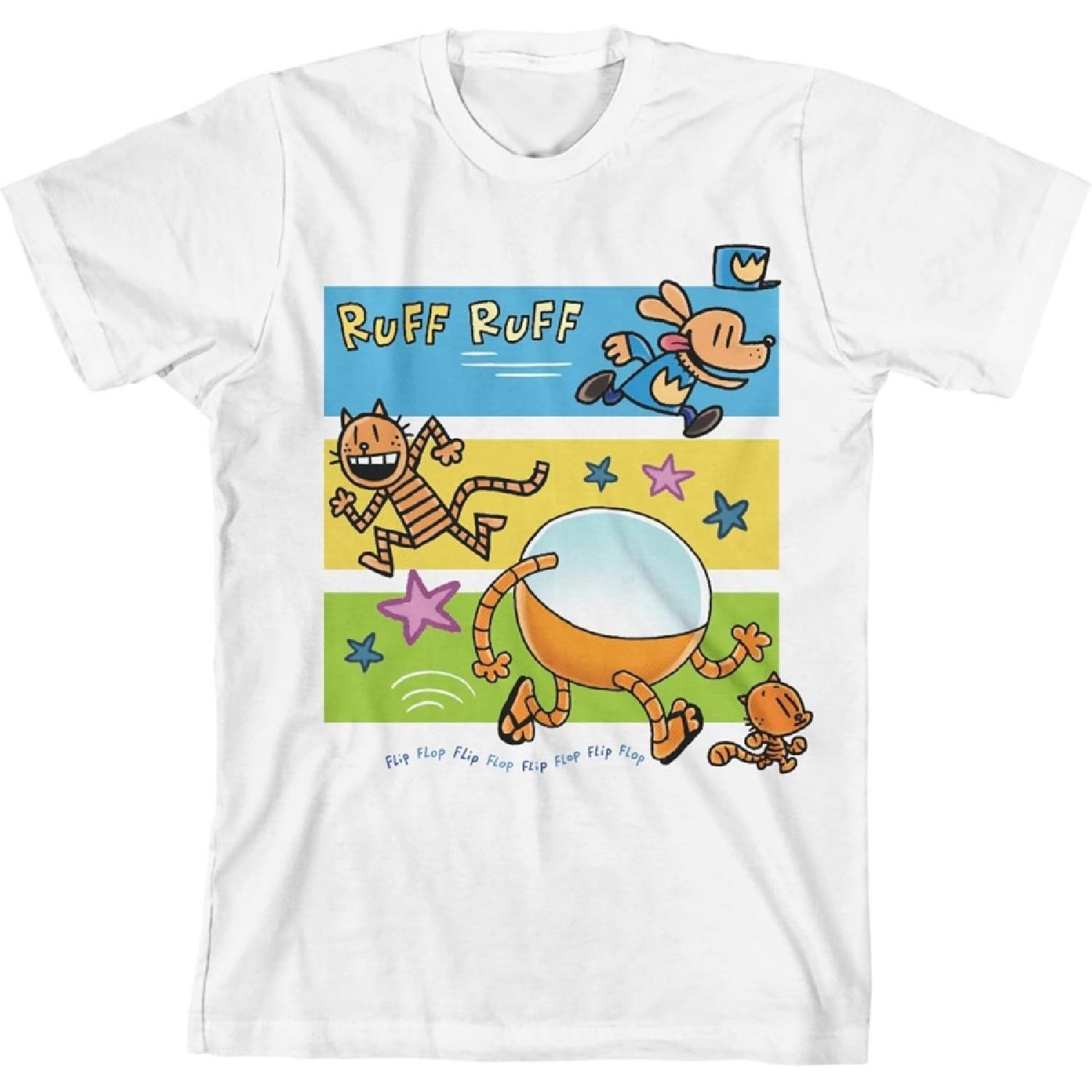 Dog Man Ruff Ruff Chase Kids White T-Shirt S