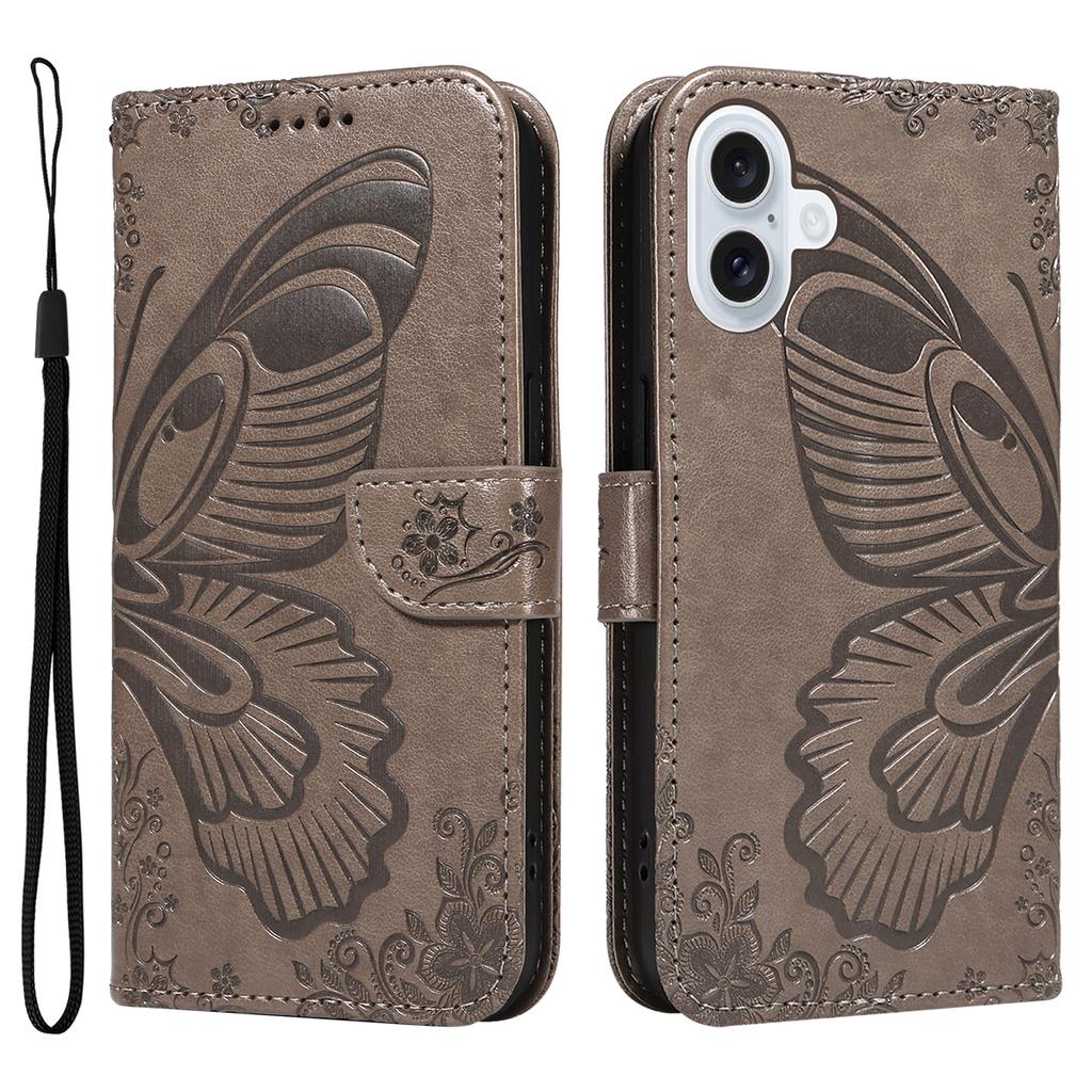 For iPhone 17 Case Butterfly Pattern PU Leather Folio Flip Phone Cover