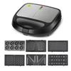 6 In 1 Electric Sandwich Maker Breakfast Machine with 6-set Removable Non-stick Plates Double-Sided
