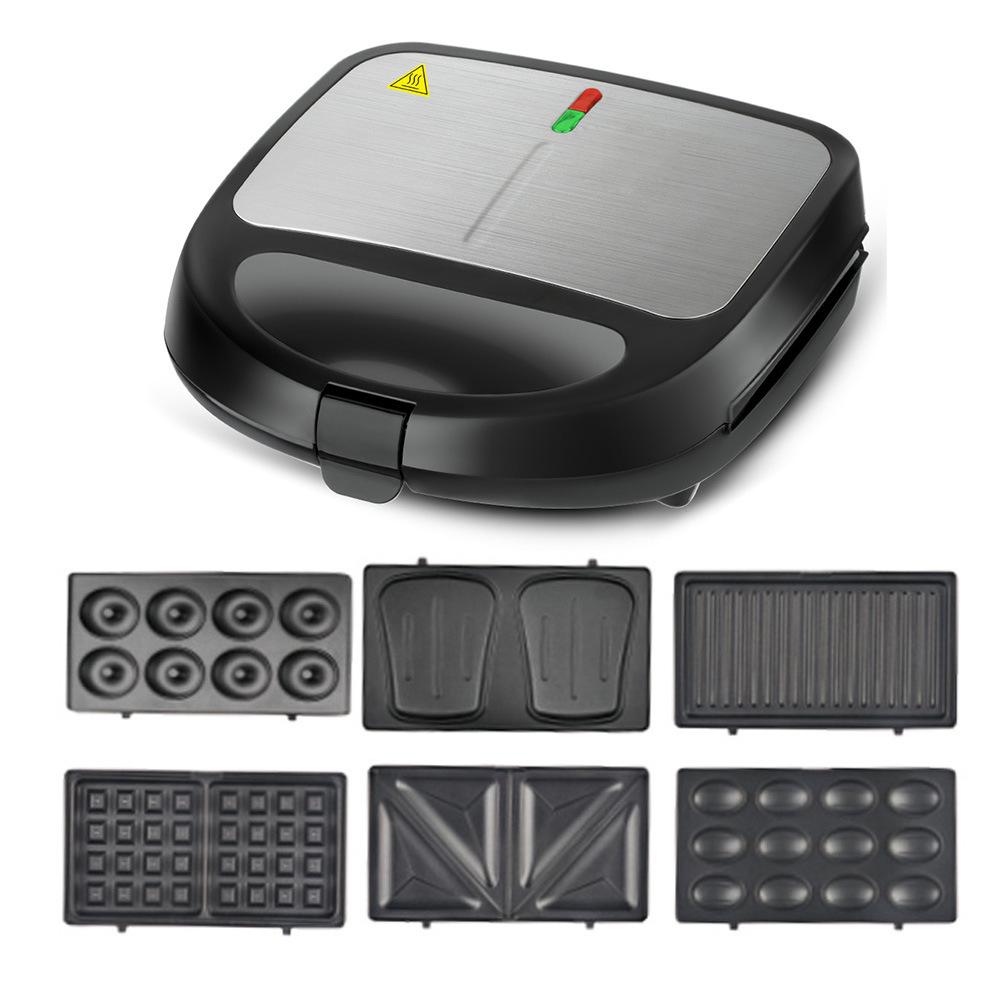 ماكينة صنع الساندوتشات الكهربائية 6 في 1 مع 6 أطباق غير لاصقة قابلة للإزالة على الوجهين