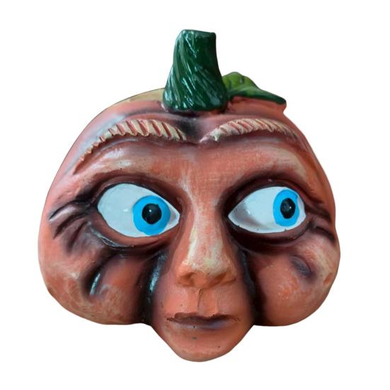 Halloween Pumpkin Statue with Expression Cartoon Pumpkin Head Resin Figurine Sculpture Indoor Outdoor Garden Desktop Decoration