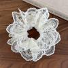 Ballet Style French White Lace Embroidery Large Hair Scrunchies For Women Retro Sweet Mesh Hair Bands Hair Ties Ponytail Holder