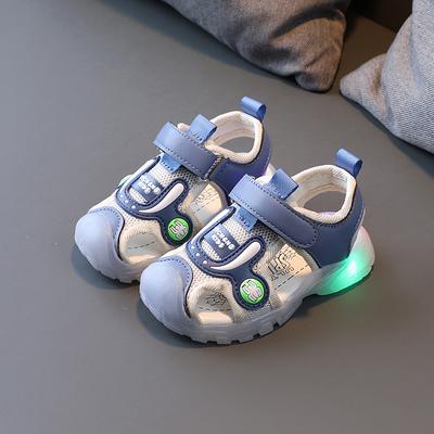 2024 Summer Boys and Girls Light Up Sandals 1-6 Years Old Light Up Soft Bottom Baby Toddler Shoes Wrapped Toe Anti-kick Beach Shoes Light Up Sandals