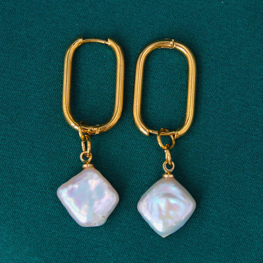 Baroque Pearl Earrings: Women's Stainless Steel, Trendy Summer Style