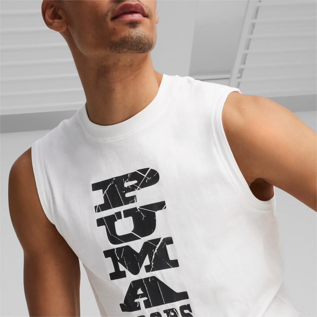 Puma Hooper Letter Print Casual Breathable Round Neck Sleeveless Vest Men Tops White 624829-02
