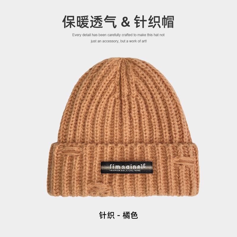 

Буквенная вязаная шерстяная шапка женская осенне-зимняя универсальная утолщенная теплая шапка для ушей пара уличная съемка модная холодная шапка 55-62