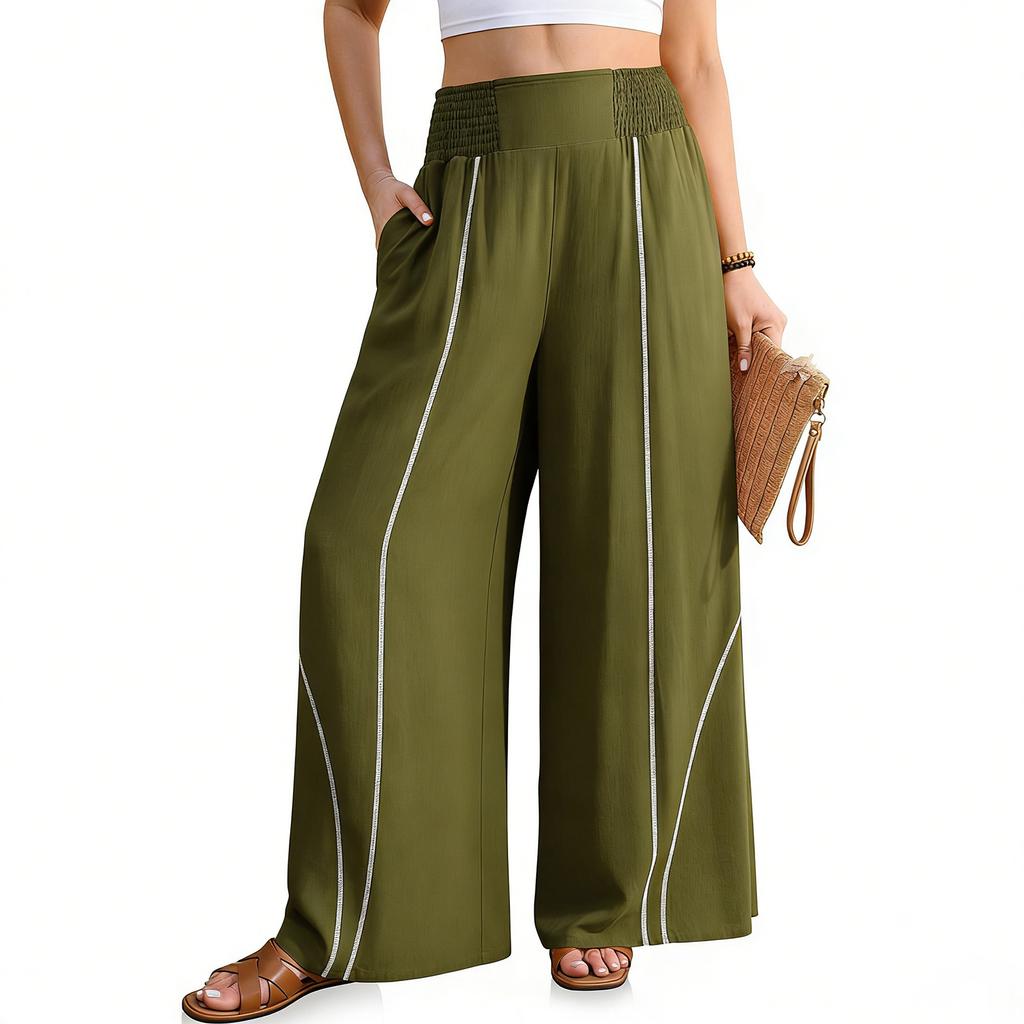 Pantaloni Larghi Casual e alla Moda da Donna con Tasche