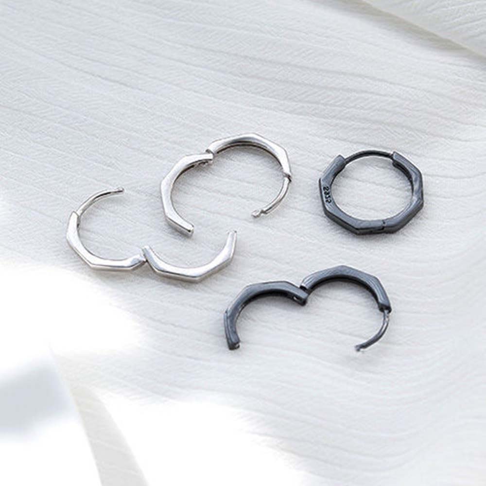

Geometric New Style Polished Girls Copper Simple Hoop Earrings Prevent Allergy Octagonal Ear Buckle