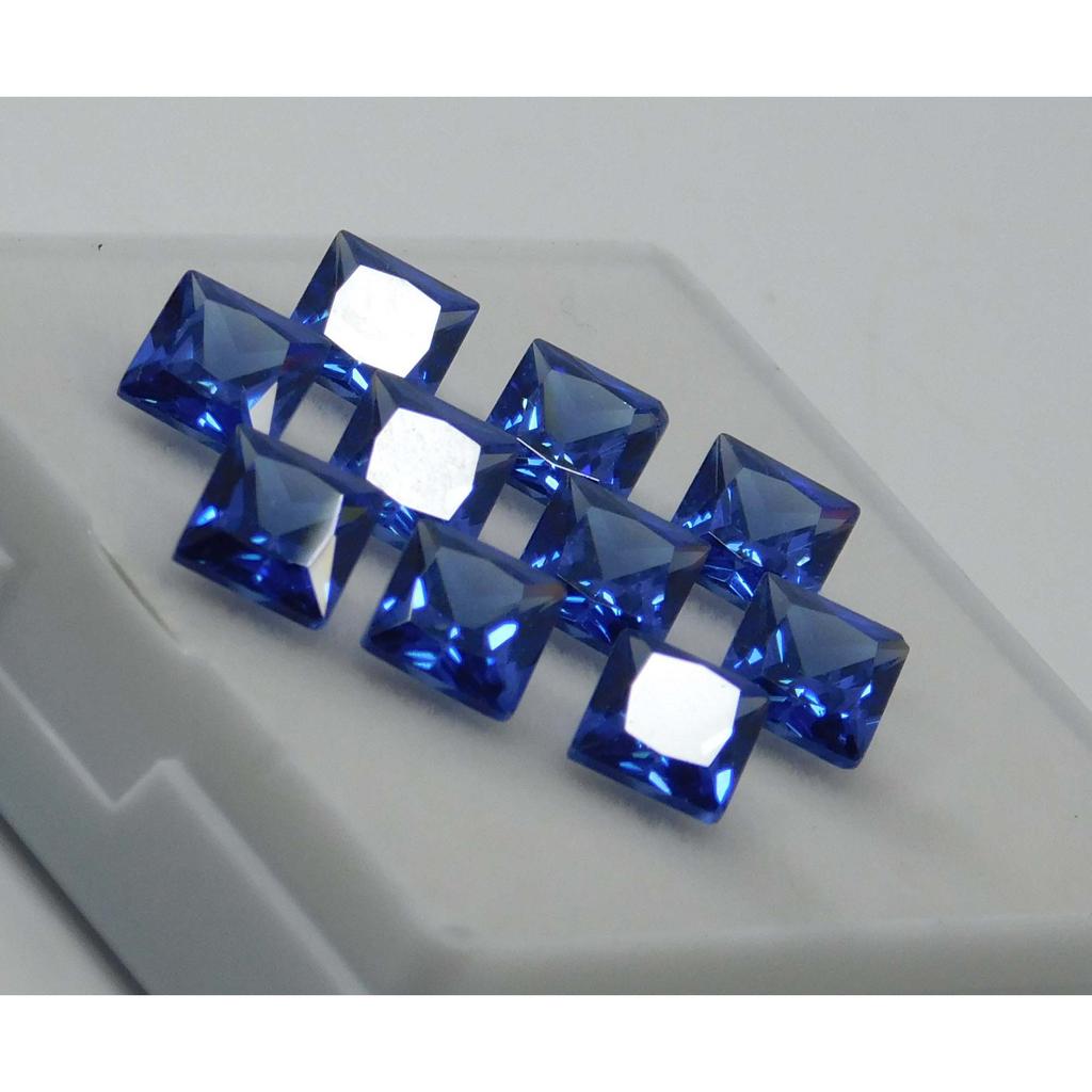 Blue Sapphire Square Cut 10 PCS 7x5 mm Natural CERTIFIED Loose Gemstone Lot MULTTIQ134
