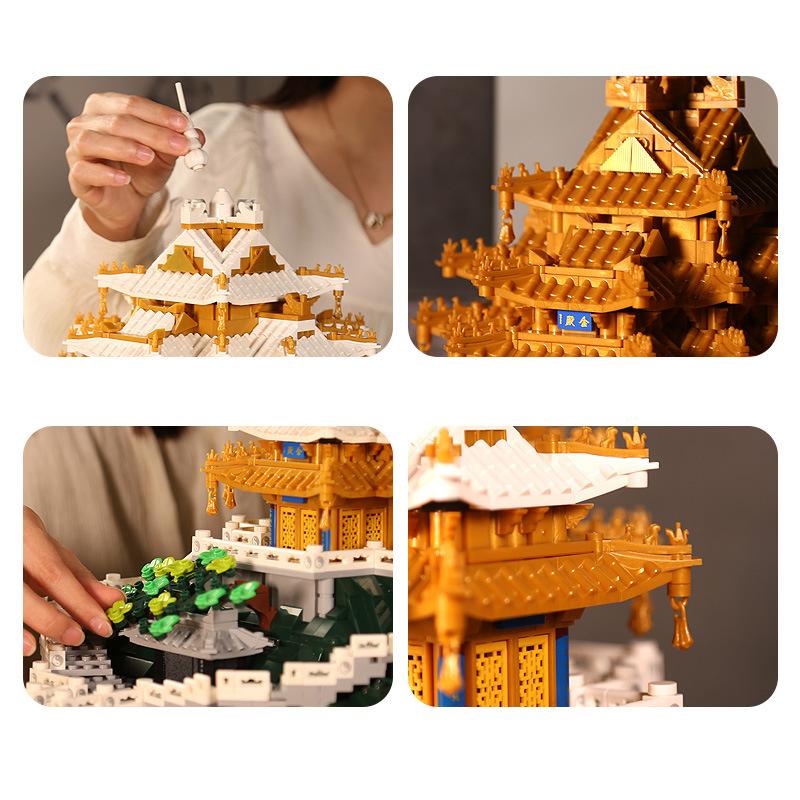 Creative China Famous Historical Architecture Micro Diamond Block Laojun Mountain Building Brick Model Sets Toy Nanobrick