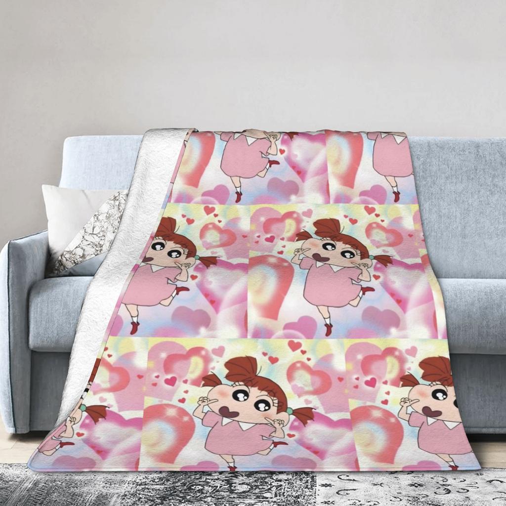 Crayons Shin Chans Anime Blankets Flannel Print Nene Multifunction Soft Throw Blankets for Bed Office Plush Thin Quilt
