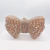 Green Bow Rhinestone Evening Bag Gold Hard Metal Crystal Wedding Handbags Bridal Party Cluches Diamond Women Cocktail Purses