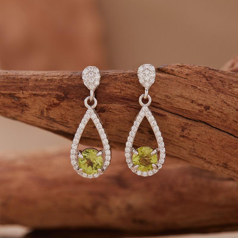 Natural Garnet Topaz Amethyst Colored Treasure Stud Earrings Women'S S925 Sterling Silver Water Drop Pendant Earrings