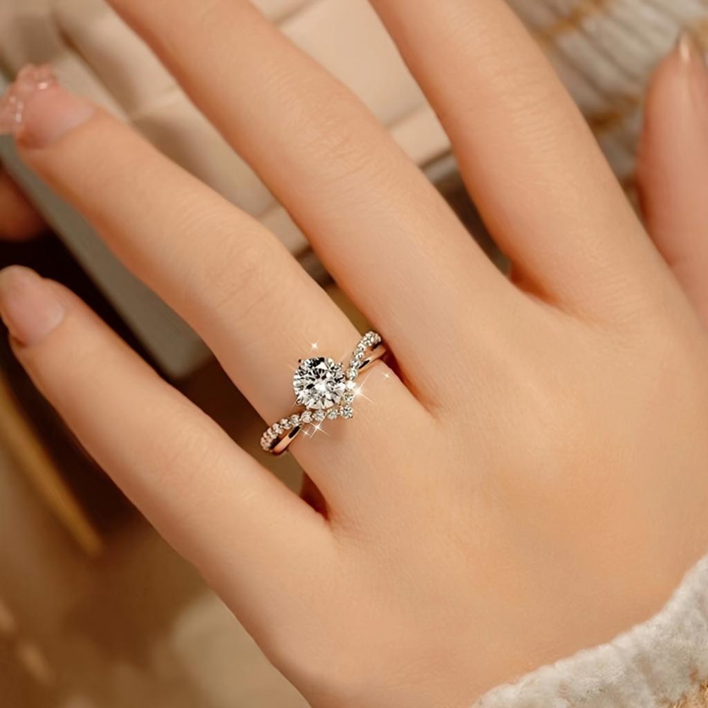 Elegant Cut Square Synthetic Zirconia Engagement Ring Adjustable Sparkling Bridal Jewelry Perfect for Wedding and Daily Wear