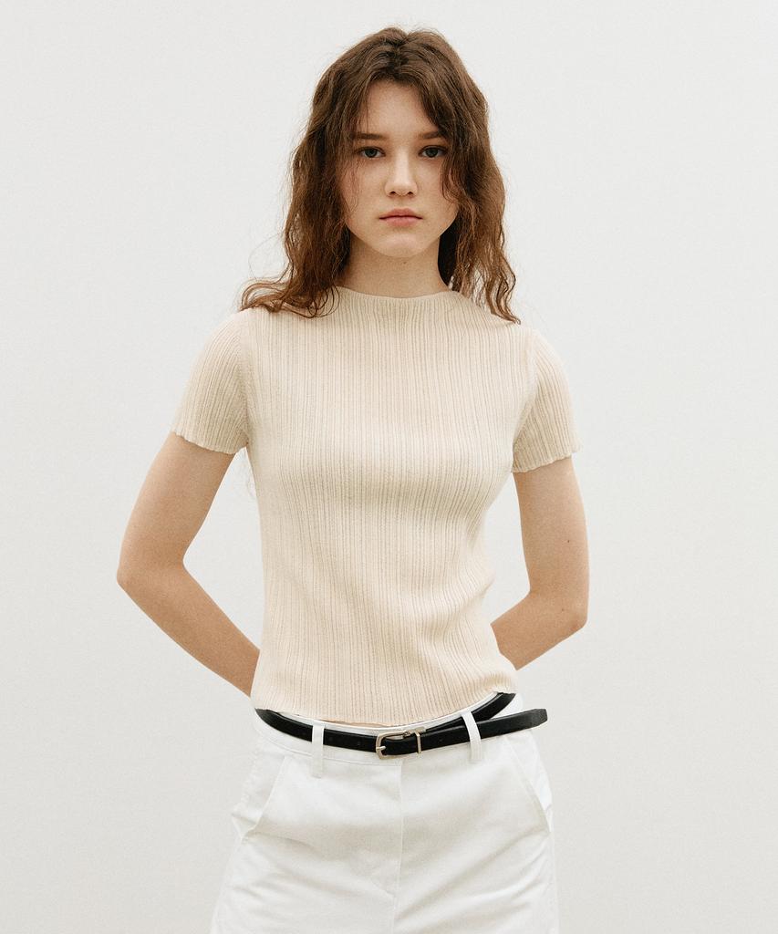 ARTID Cotton Rib Short Sleeve Knit_Butter