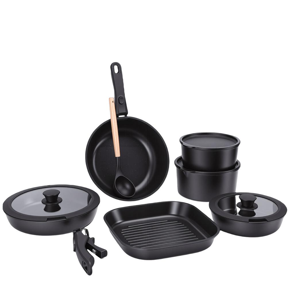 Pots and Pans Set with Detachable Handle Aluminum Nonstick Induction Cookware Set for Kitchen Cooking Dishwasher Safe
