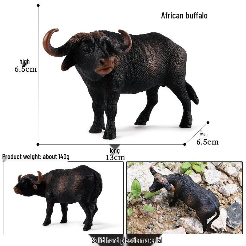 Children's Cognitive Animal Model Toy: Yellow Cow, Buffalo, Rhinoceros, Zebu, Bison, Bull Figurine.