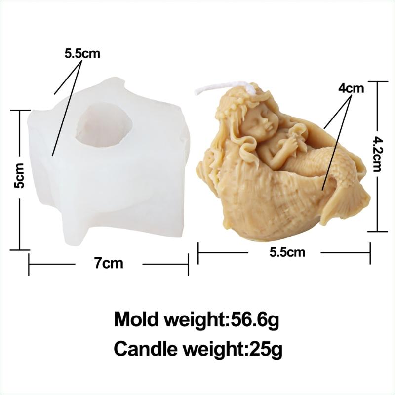 Mermaids Candle Silicone Mold Human Girl Soap Resin Plaster Mould Cake Chocolate Making Sleep Girl Statue Desktop Decor