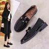British Style Low-Heeled Black Leather Loafers for Women - 2025 Spring/Autumn: Soft-Faced, Soft-Soled, Thick-Cotton, Versatile Shoes.