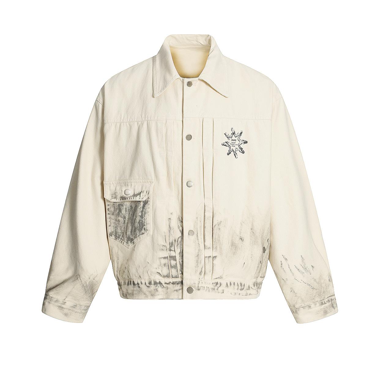 Men s autumn wasteland style American trendy brand dirty dye washing water damage tooling jacket canvas jacket S абрикосовый
