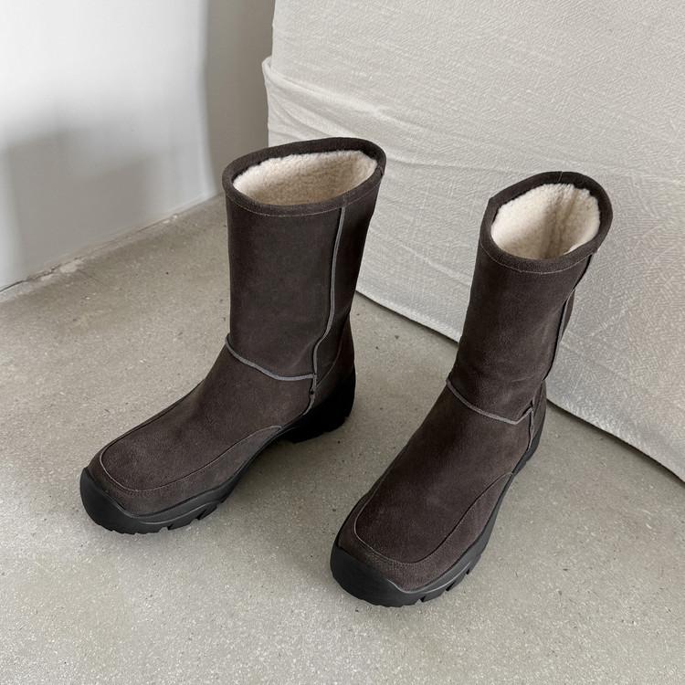 

Grape ma2025 winter thick bottom heightening velvet short tube warm and non-slip new round head snow boots women ma 39
