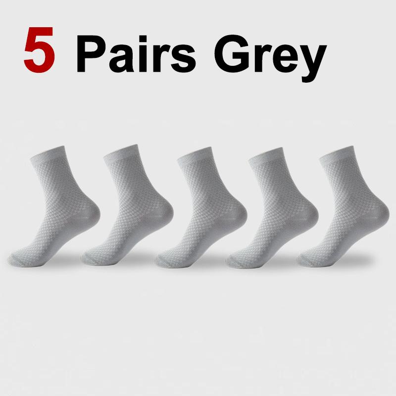 1/5 Pairs Men Bamboo Fiber Knitted Round Neck Socks Anti Odor Sweat Absorbing Comfortable Breathable Business Casual Wear Socks
