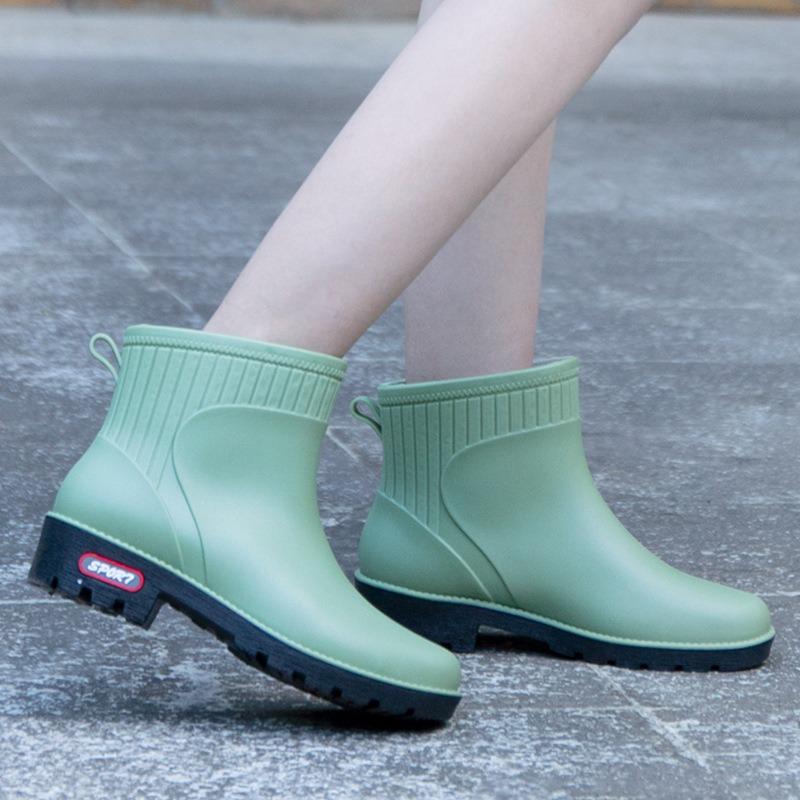 Short tube women's water shoes fleece warm low tube thick-soled water boots rain boots waterproof glue shoes